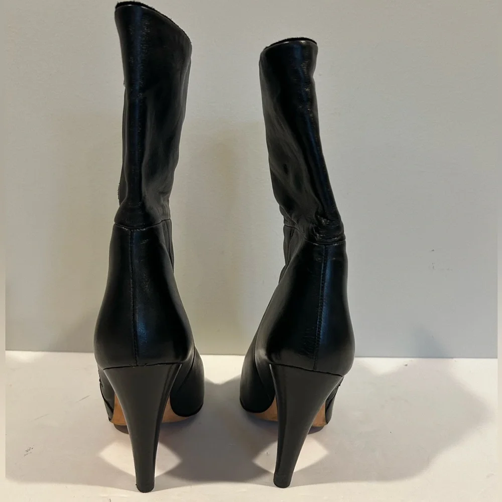 IRO Womens Leona Boot Size 40 9.5 Black Leather Zip Pointed Toe Cone Heel Bootie